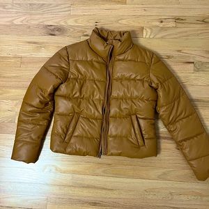 Size small faux leather puffer jacket